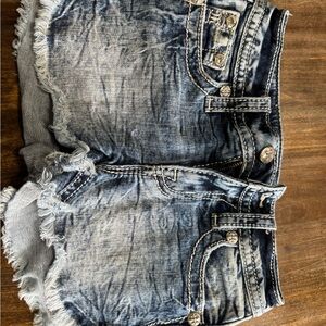 Miss Me Navy and Denim Blue Jean Shorts